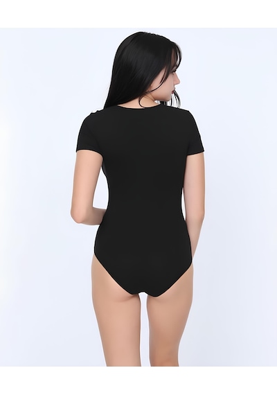 Nbb U Yaka Kısa Kollu Alttan Çıtçıtlı Body/atlet -2945 Siyah