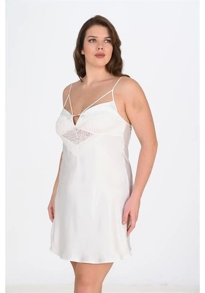 Aria's Closet Arias Closet Büyük Beden Ekru Gecelik 2100 Ekru