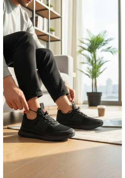 Enoch Erkek Günlük Spor Ayakkabı Tam Örme Sneaker Kafes Desenli Esnek Yürüyüş Modeli Siyah - Kırmızı Enoch Erkek Günlük Spor Ayakkabı Tam Örme Sneaker Kafes Desenli Esnek Yürüyüş Modeli Siyah - Kırmızı