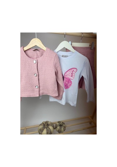 Poala Kids Dokuma 3'lü Takım Pembe
