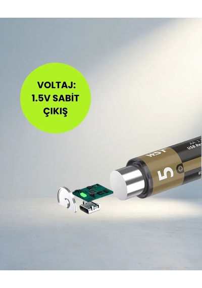 Hızlı Şarjlı Aa Lityum Pil 2 Adet Type-c Uyumlu