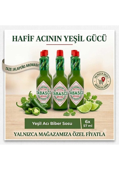 Tabasco Yeşil Acı Biber Sosu 57 Ml X 6 Adet