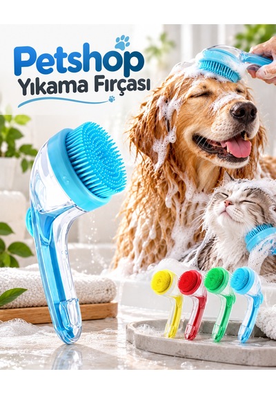 Köpek Ve Kedi Yıkama Fırçası Şampuan Bölmeli Silikon Uçlu Pratik Banyo Ve Temizlik Aparatı Diğer
