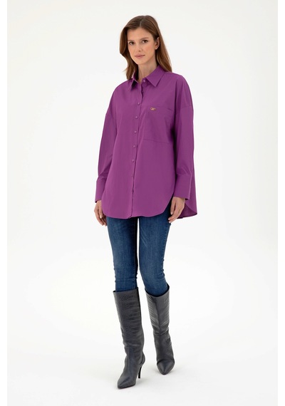 U.S. Polo Assn. Kadın Menekşe Uzun Kollu Tunik Gömlek 50297115-VR037 U.S. Polo Assn. Kadın Menekşe Uzun Kollu Tunik Gömlek 50297115-VR037