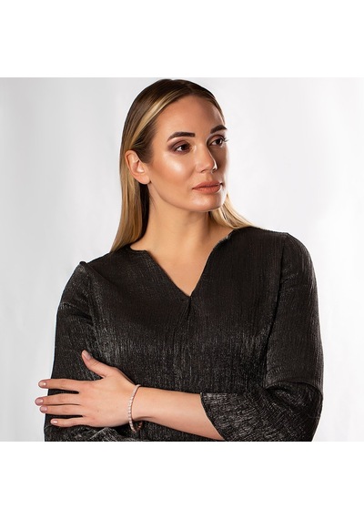 Tesbihane-Dörtgen Tasarım Zirkon Taşlı Tam Tur 925 Ayar Gümüş Kadın Su Yolu