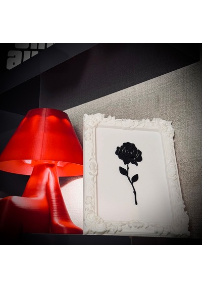 Monarch Rose Kabartma Gül Model Varaklı Beyaz Premium Tablo 170mm X 230mm Masaüstü İçin