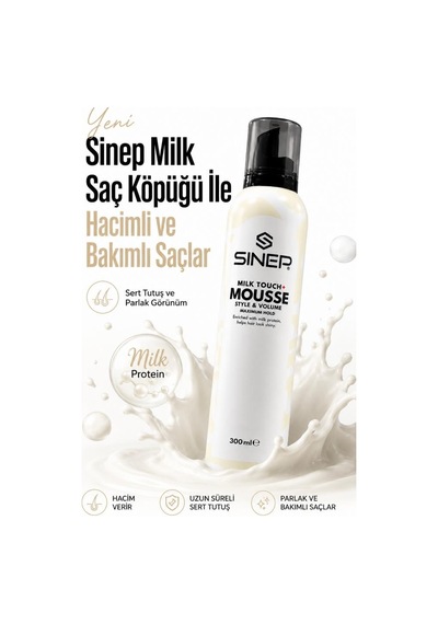 Sinep Milk Touch Yüksek Tutuşlu Hacimlendirici Parlak Süt Proteinli Saç Köpüğü 300 Ml
