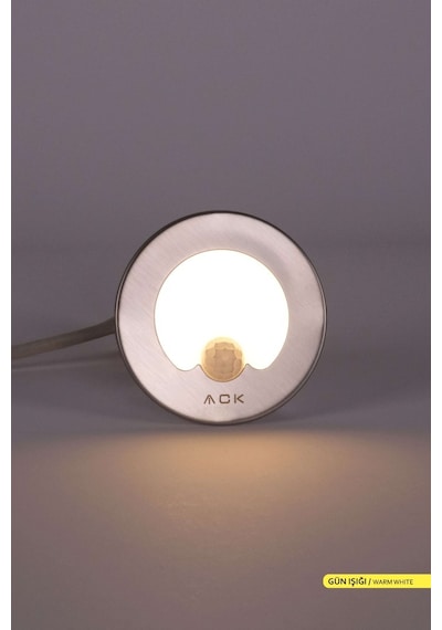 ACK Sensörlü LED Merdiven-Duvar Armatürü Yuvarlak 3000K Gün Işığı