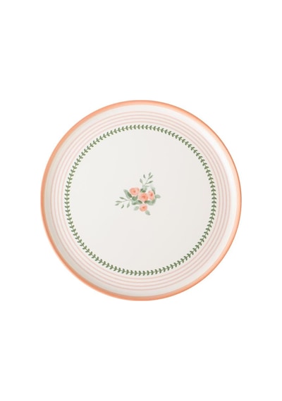Keramika Çiçekli Pasta Tabağı 22 Cm 4 Adet Çok Renkli
