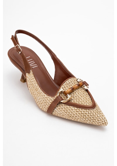 Luvishoes Luvi Shoes Osca Taba Hasır Tokalı Sivri Burun Kadın Topuklu Ayakkabı Taba