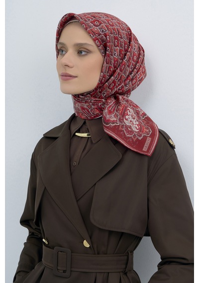 Armine Saf İpek Sura Eşarp-2026 İlkbahar-yaz- 951800d Bordo-vizon