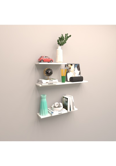 Rafkestir 3 Lü Gizli Bağlantılı Raf Set ( 80 - 40 - 40 ) Beyaz ( Mat )