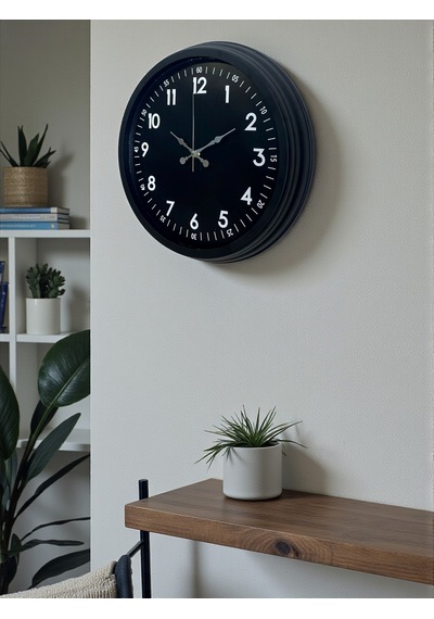 Pure Dark Black 40 Cm Metal Duvar Saati Çok Renkli