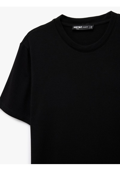 Koton Bisiklet Yaka Viskon Karışımlı Kısa Kollu Basic Slim Fit Tişört Siyah 6sam10285mk Koton Bisiklet Yaka Viskon Karışımlı Kısa Kollu Basic Slim Fit Tişört Siyah 6sam10285mk