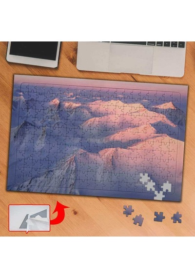 Pembe Gün Batımı,beyaz Dağlar 240 Parça Puzzle Yapboz Tablo-122