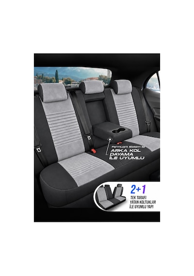Renault Megane 2 Phantom Gri Tay Tüyü Oto Koltuk Kılıfı Tam Set -ortopedik-kolay Montaj-terletmez 2003-2008