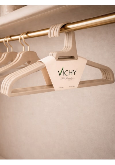 Vichy 5 Li Kaymaz Yüzeyli Askı 45 Cm Bej Renk Elbise & Ceket Askısı Vch-7025 Beyaz