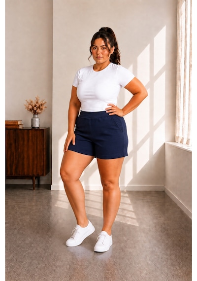 Sngl Tekstil Kadın Büyük Beden Kısa Şort S M L Xl 2xl 3xl 4xl 5xl 6xl 7xl 8xl 9xl Lacivert