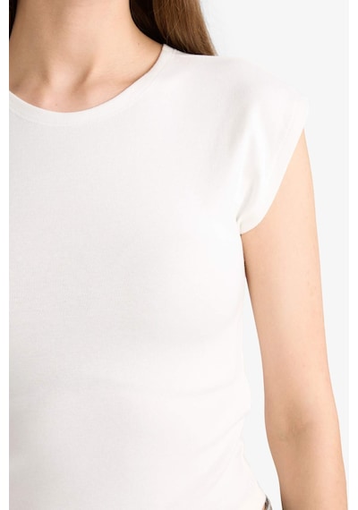 Defacto Slim Fit Dar Kesim Bisiklet Yaka Basic Düz Modal Kısa Kollu Tişört F0685ax25auer105 Ekru