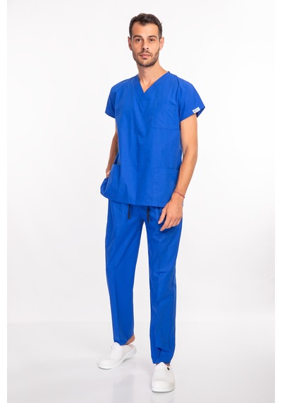 Unisex Saks Mavisi Likralı Alt Üst Forma Takım Scrubs Saks Mavi Saks Mavi