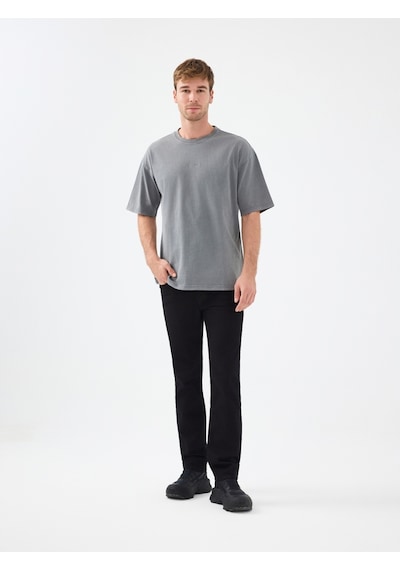 Oversize Fit Erkek Tshirt K.kol Koyu Gri