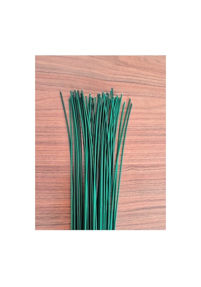 Yapay Çiçek Sapı 2mm 100 Adet Plastik Kaplı Tel Bitki Sabitleme Teli Yeşil - 839034651