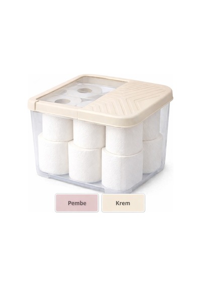 Büyük Boy Kapaklı Çok Amaçlı Saklama Kabı,16 Lt,erzak,deterjan,oyuncak Organizer,28x34x23 Cm Krem