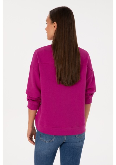 U.S. Polo Assn. Kadın Fuşya Bisiklet Yaka Basic Sweatshırt 50313565-VR023