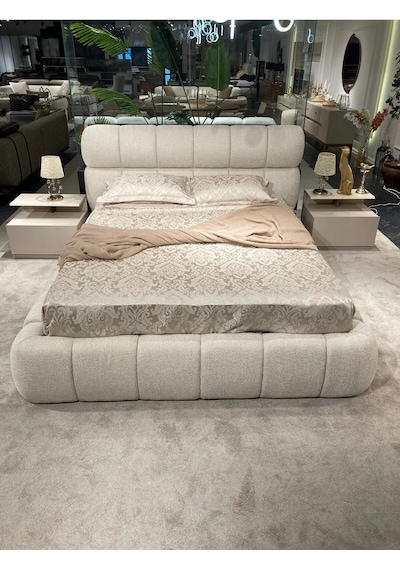 Cozze Mobilya Premium Buklet Kumaş Tasarım Çift Kişilik Bubble Karyola 120 x 200 CM