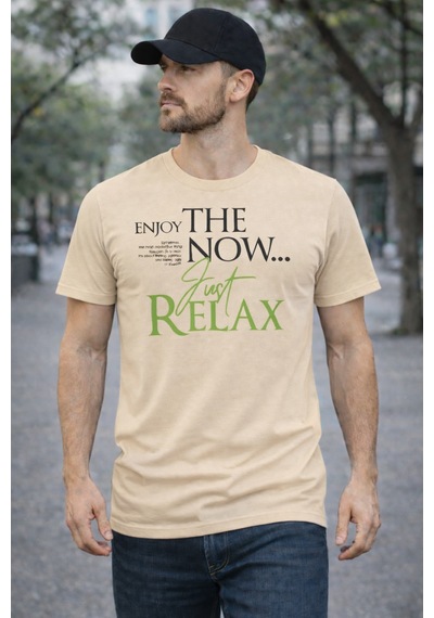 Herkesemoda The Now Baskı Detaylı Basic T-shırt Bej