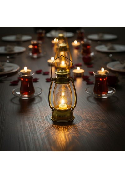 Ramazan Temalı Gold Gaz Lambası Led Işık Sarı
