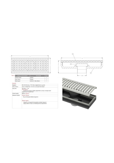 Otopark Sifonu Paslanmaz 200*500 Q100