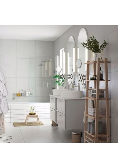 Vılto Banyo Tabure, Masif Huş Meridyendukkan 25 Cm Banyo Bank Basamaklı Tabure Kahverengi