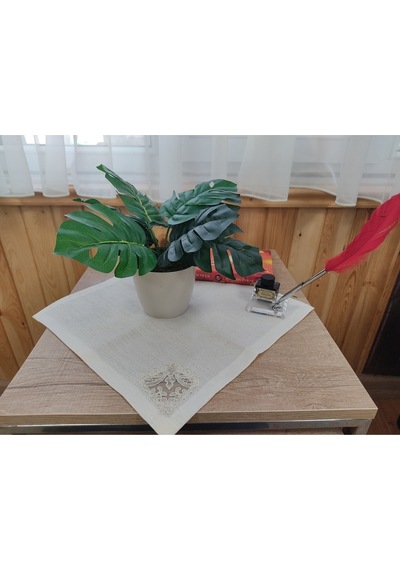 Monstera Devetabanı Beyaz Saksıda Yapay Çiçek