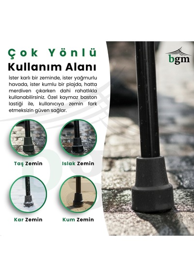 Baston Katlanabilir Denge Bastonu Yüksek Kalite Ayarlanabilir Baston Siyah