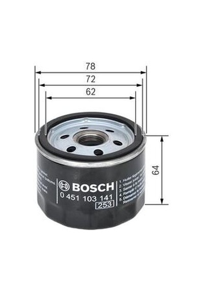 Bosch 0451103141 Yağ Filtresi Renault R5 I 1.3 45 Hp 79 84 71736169