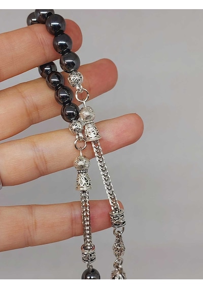 Yasamtohumu Hematit Taşı Sallamalık Zaza Tesbih 8mm 3614 Çok Renkli