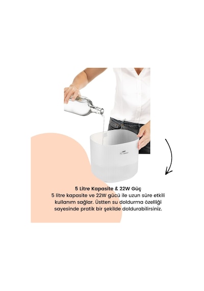Bebebao Pufi 5lt Ultrasonik 7 Renkli Bebek Buhar Makinesi Hava Oda Ortam Nemlendirici Dokunmatik Panel Aromatik Yağ Hazneli