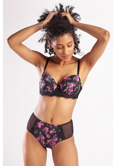 Lenaca Gardenia Big Size Plunge Bra, Siyah Konforlu Ve Şık Sütyen Çok Renkli