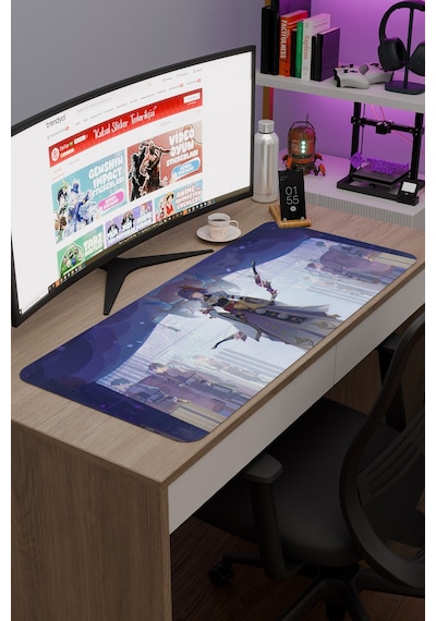 Kujou Sara Genshin Impact Anime Oyuncu V1 - 90x40 Xxl Gaming Mouse Pad Fare Altlığı
