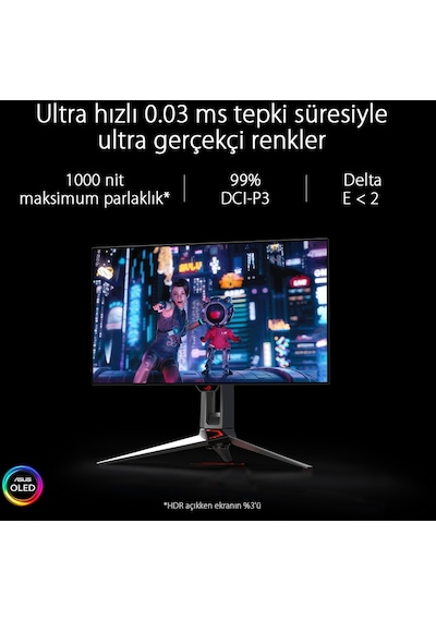 Asus ROG SWIFT PG27AQDM 26.5" 240Hz OLED WQHD Gaming Monitör