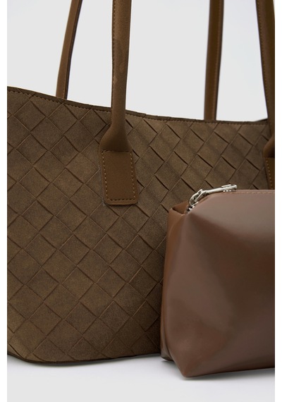 Shule Bags Veneta Süet Shopper Omuz Çantası Taba Taba