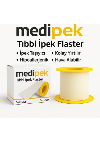 Medi İpek Medi-ıpek Ipek Flaster 5m X 5cm Sargı Bezi Hipoalerjenik, Cilt Dostu Medikal Flaster