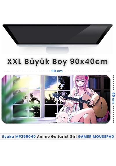 90x40cm Anime Guitarist Girl Xxl Büyük Boy İlyuka Gaming Mousepad