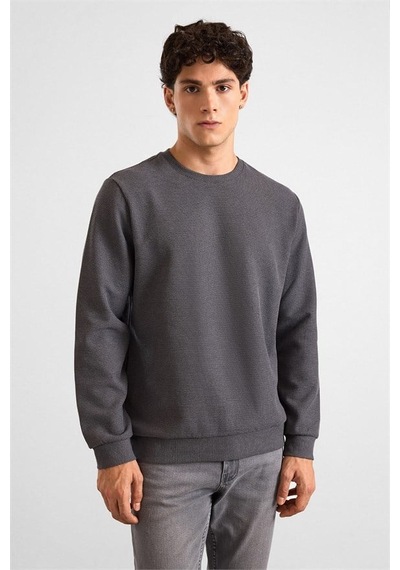 Süvari Gri Regular Melanjlı Baskısız Waffle Bisiklet Yaka Cepsiz Düz Sweatshirt Sw2013700027-s05 Süvari Gri Regular Melanjlı Baskısız Waffle Bisiklet Yaka Cepsiz Düz Sweatshirt Sw2013700027-s05
