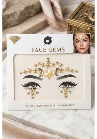 Altın Yıldız Desen Kız Çocuk Yüz Sticker Altın