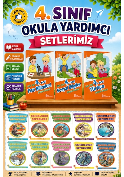 4.sınıf Çıtır Çıtır Türkçe + Fen Bilimleri + Sosyal Bilgiler + Şehirlerin Şifresi Hikaye Seti