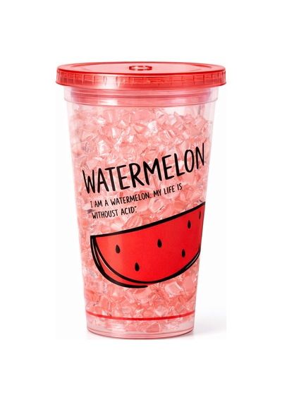 Buzlu Kırık Cam Görünümlü Smoothie Bardağı,450ml,sızdırmaz Kapaklı Soğuk İçecek Bardağı,bpa İçermez Kırmızı