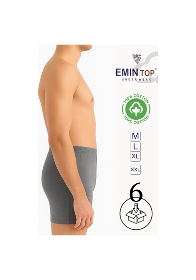 Mercan Erkek Boxer Short 6'lı - Gri Boxer Şort