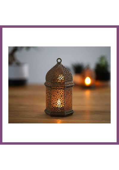 Twin Store 3d Baskı Arap Geometrik Desenli Fener Led Lamba Ve Tealight Mumluk Dekoratif Aydınlatma Bzstwın Çok Renkli